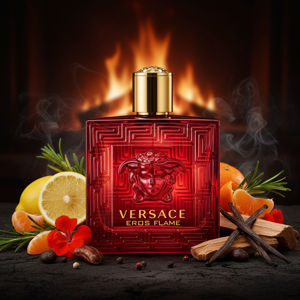 Versace Eros Flame - läpinäkyvä punainen lasi